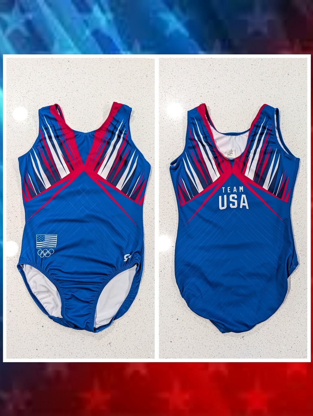 OFFICIAL TEAM USA Competition GK Elite Gymnastics Leotard Large OLYMPIC REPLICA